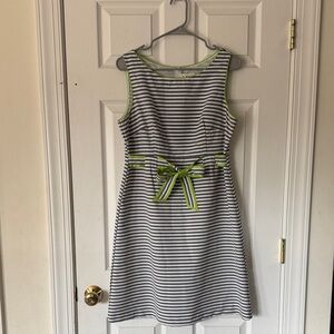Kim Rogers Striped Dress with Neon Green Accents - size 12 - Like New